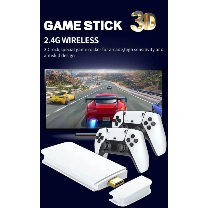 Game Stick M15 4K Console de jeu vidéo TV manettes sans fil jeu vidéo 64G 40000 +/50000 + jeux d'arcade classiques HD deux joue