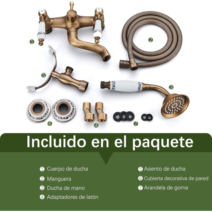 Ensemble de robinets de baignoire-douche en laiton Antique, à double poignée avec douchette et bec pivotant