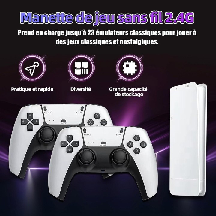 Game Stick M15 4K Console de jeu vidéo TV manettes sans fil jeu vidéo 64G 40000 +/50000 + jeux d'arcade classiques HD deux joue